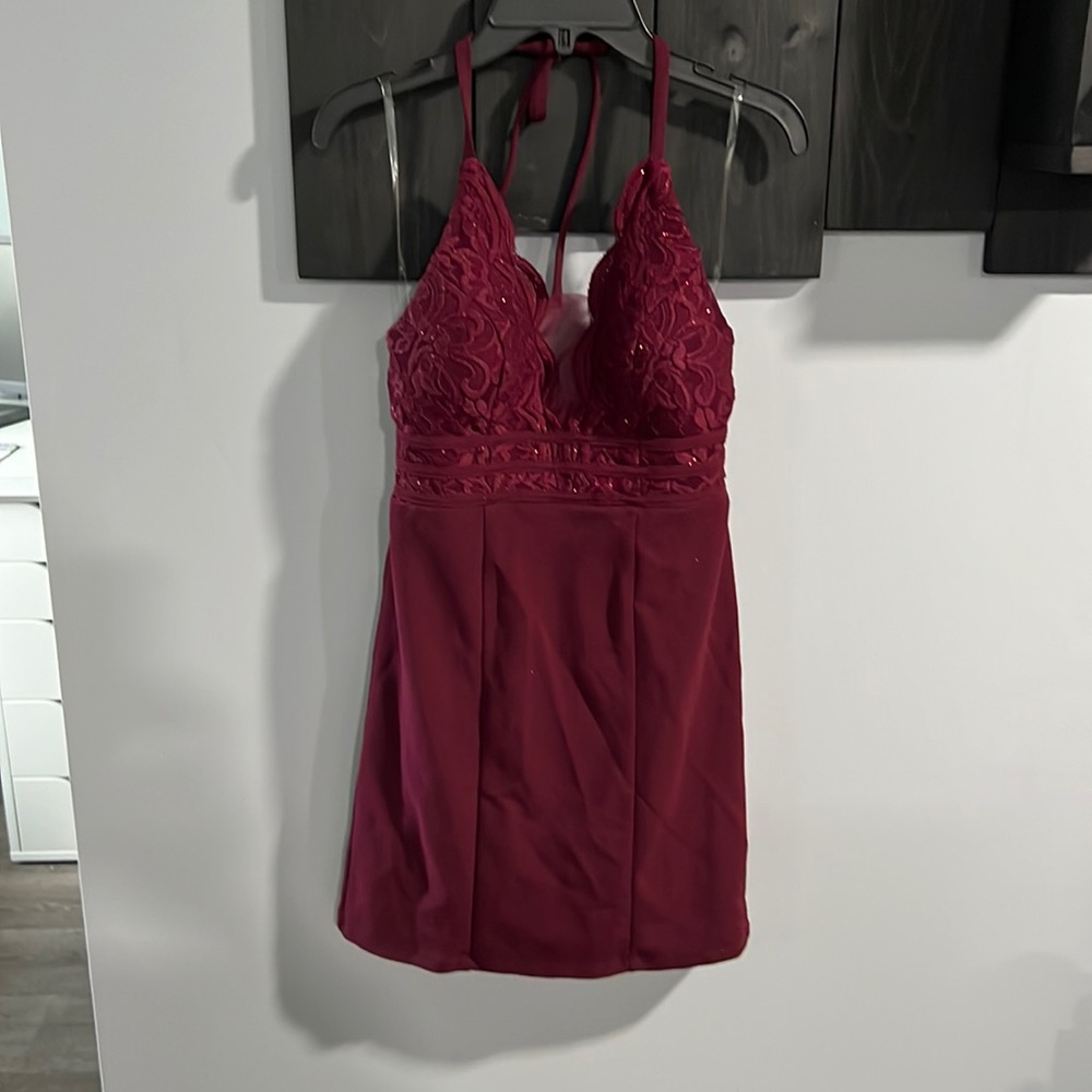Juniors Burgundy Party Dress